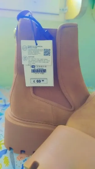 Botines Zara Mostaza Gamuza Talla 36