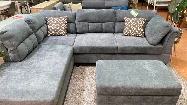 Sofá modular gris tela