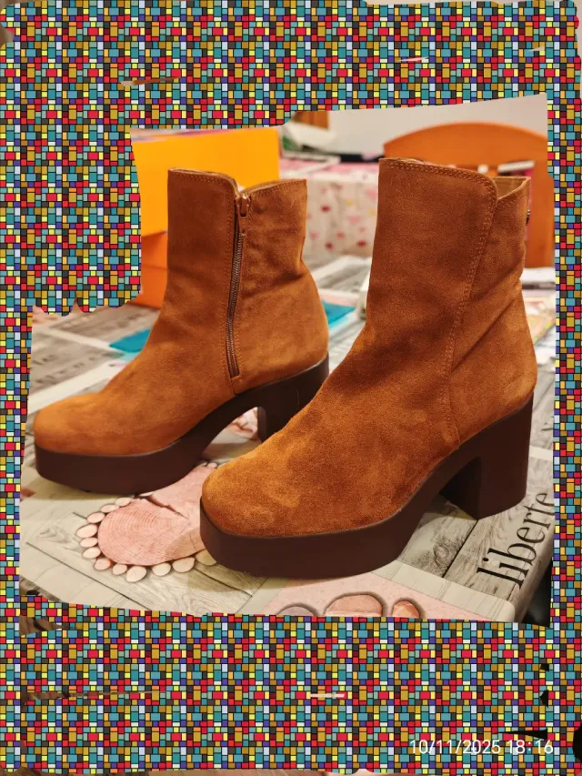 Botín Porronet Serraje Plataforma Marrón