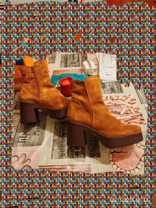 Botín Porronet Serraje Plataforma Marrón