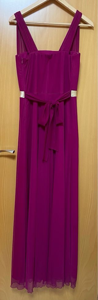 Vestido de fiesta morado y dorado