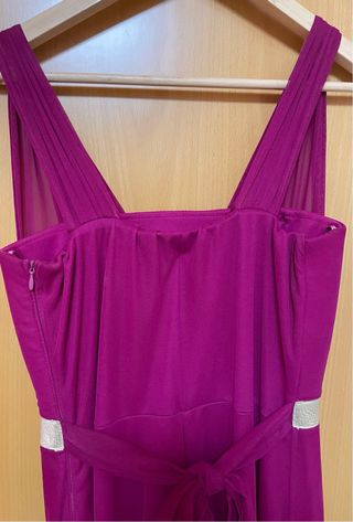 Vestido de fiesta morado y dorado