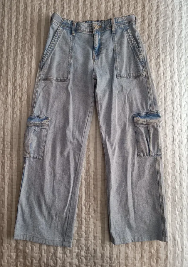 Pantalón vaqueros cargo niña