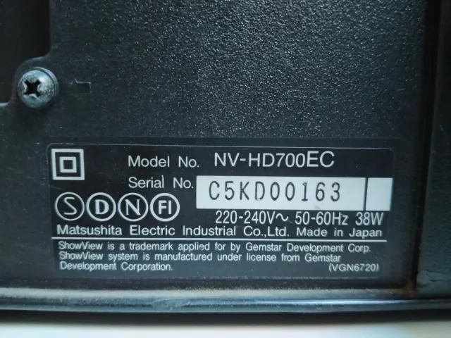 Reproductor VHS Panasonic NV-HD700