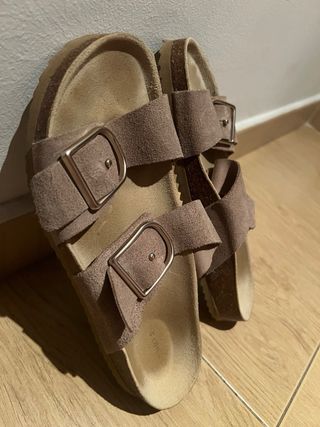 Sandalias Oysho Beige/Marrón Hebillas Dobles