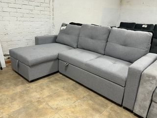 Sofá chaise longue cama reversible con arcón