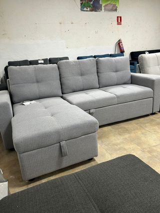 Sofá chaise longue cama reversible con arcón