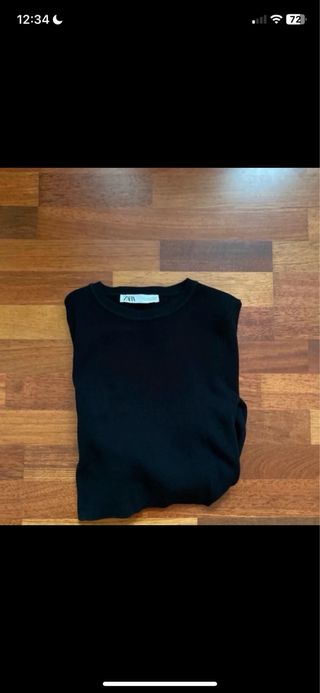 Zara Top Negro Manga Larga