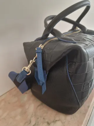 Bolso Piel Purificación García Negro/Azul