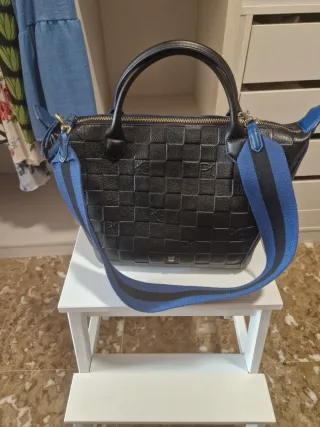 Bolso Piel Purificación García Negro/Azul