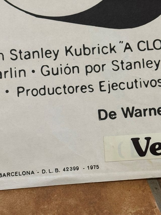 Cartel La Naranja Mecánica 1975 Original