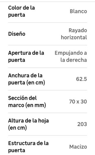 Puerta Blanca Lucerna 62,5 cm Derecha