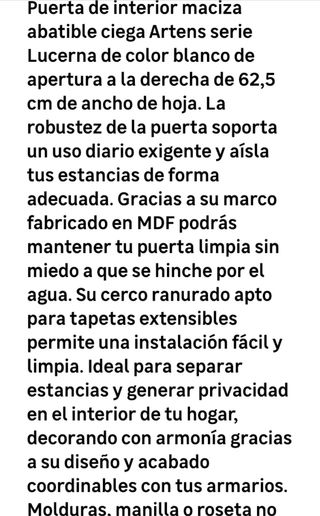 Puerta Blanca Lucerna 62,5 cm Derecha