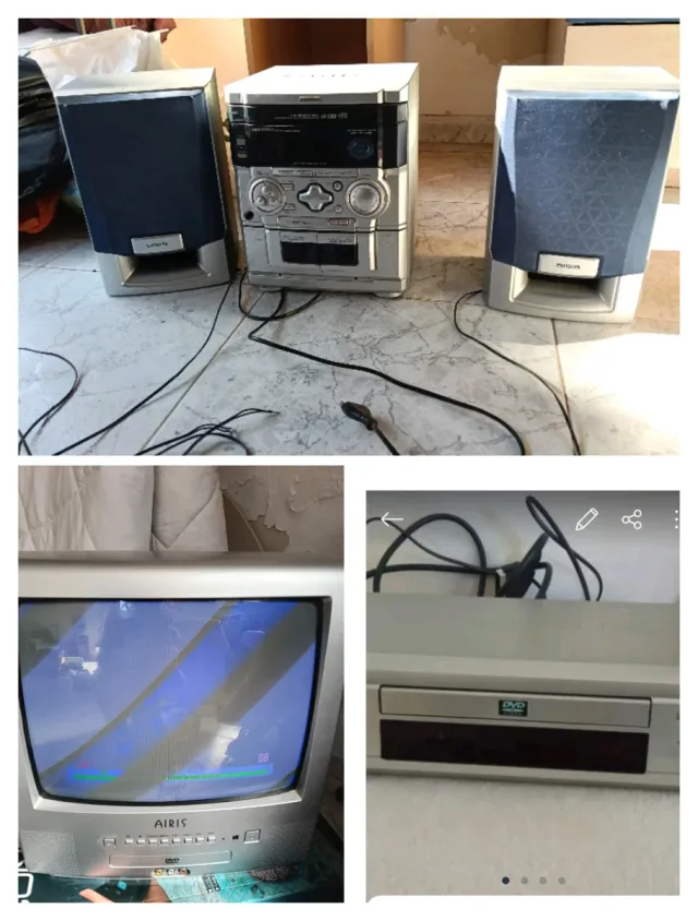 Equipo de música Aiwa, TV Airis, DVD Samsung
