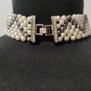 Collar de Perlas de Mallorca Gris y Blanco