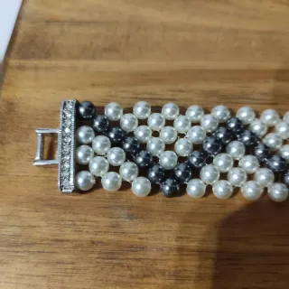 Collar de Perlas de Mallorca Gris y Blanco