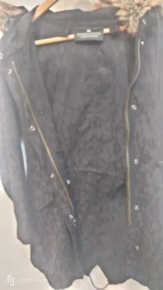 Maison Scotch Parka Negra con Capucha y Pelo