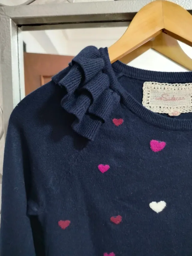 Jersey azul marino con corazones XS