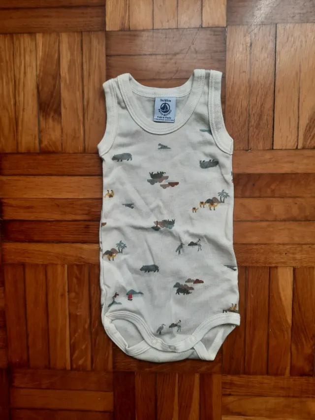 Body nuevo Petit Bateau 3 meses estampado animales