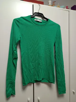 Camiseta Zara manga larga verde Talla S