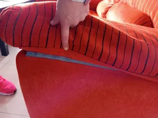 Conjunto de sofás de pana naranja