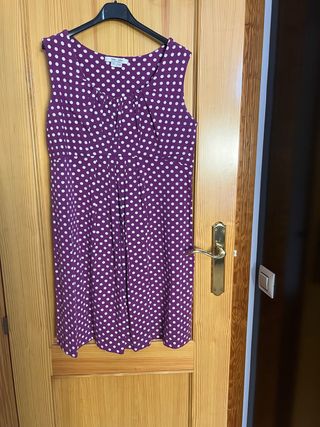 Vestido premamá morado lunares blancos