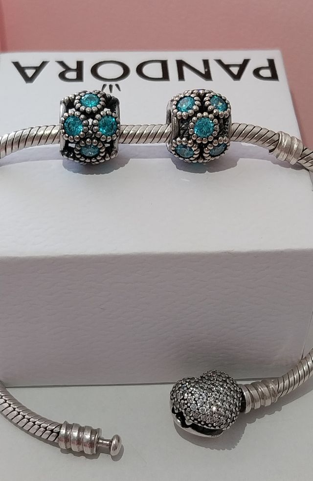 Pandora Charm Plata y Turquesa