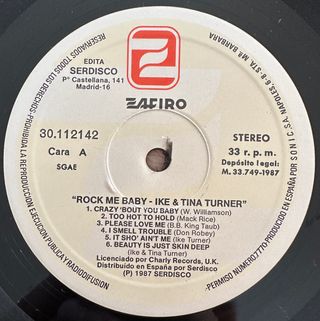 TINA TURNER & IKE VINILO LP ROCK ME BABY 1984