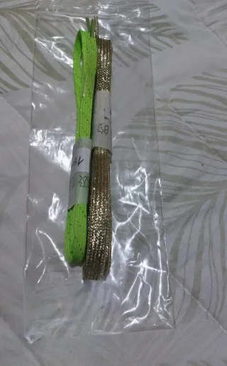 Cordones 110cm Verde con brillos y Dorado