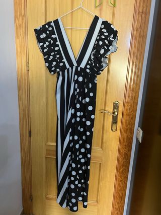 Vestido largo fiesta lunares y rayas