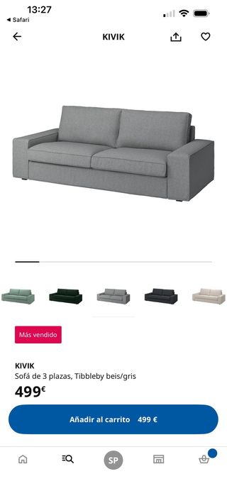 Sofá KIVIK 3 plazas Tibbleby beige/gris