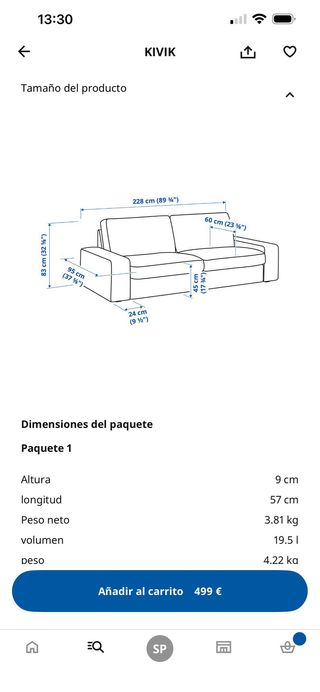 Sofá KIVIK 3 plazas Tibbleby beige/gris