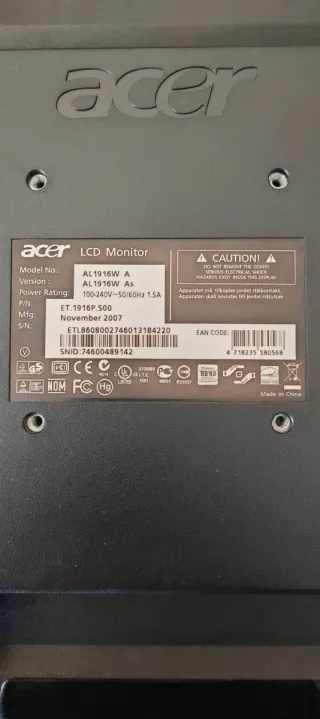 Monitor Acer Plata y Negro