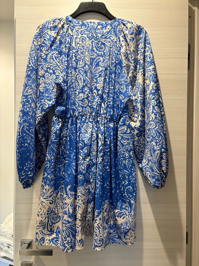 Vestito donna manica lunga fantasia blu