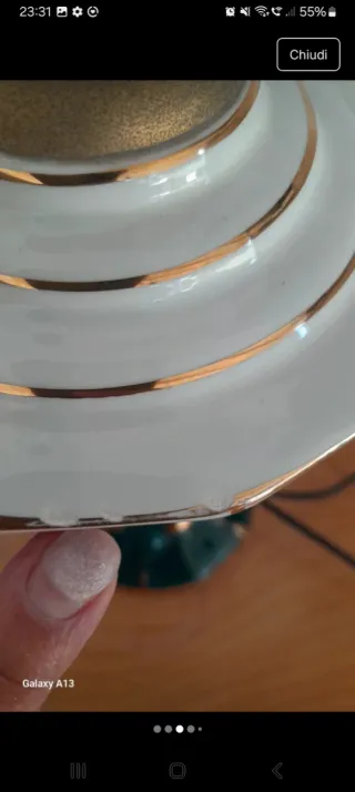 Lampada vintage ceramica oro verde