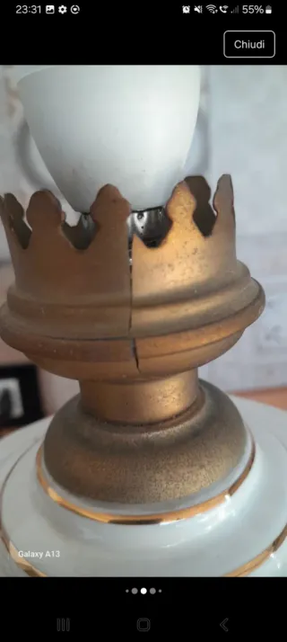 Lampada vintage ceramica oro verde