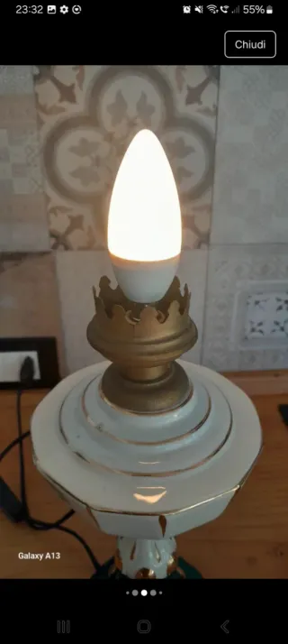 Lampada vintage ceramica oro verde