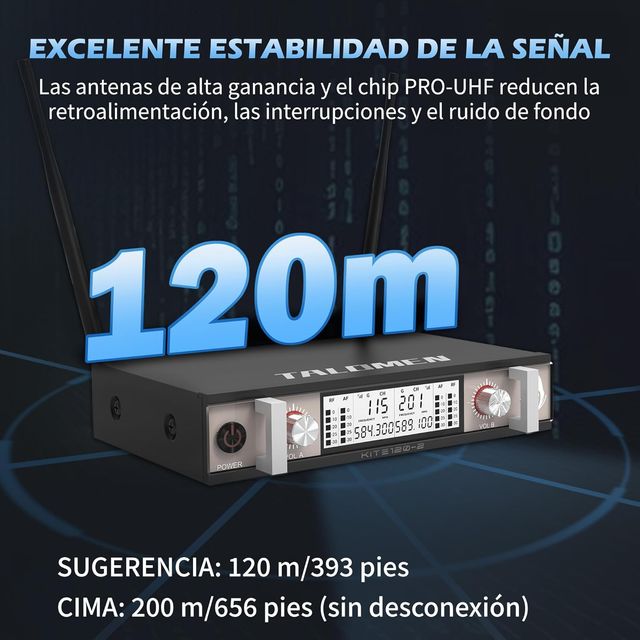 Set 2x micrófono inalámbrico UHF Negro NUEVO