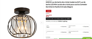 Lámpara de techo GOECO cristal moderna