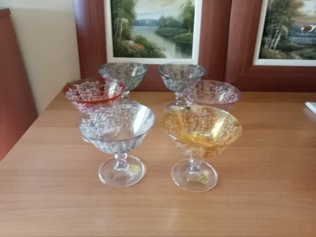 Juego Copas Champán Marca Cristal Multicolor