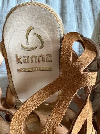 Sandalias cuña esparto tiras marrón