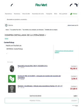 4 Ruedas con neumáticos 195/65R15 seminuevos