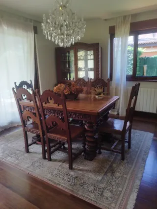 Mesa+6 Sillas de madera de castaño macizo