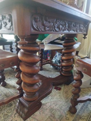 Mesa+6 Sillas de madera de castaño macizo