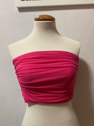 Top rosa fruncido talla única
