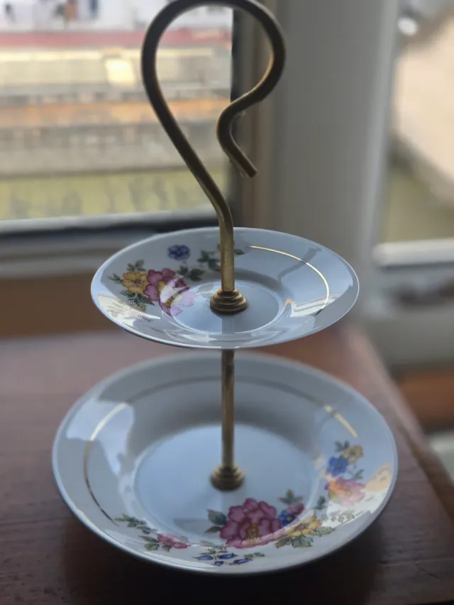 Bandeja Limoges 2 pisos flores