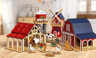 Puzzle de Granja de Madera para Niños