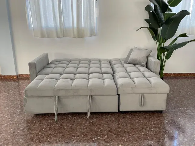 Sofá cama gris modular