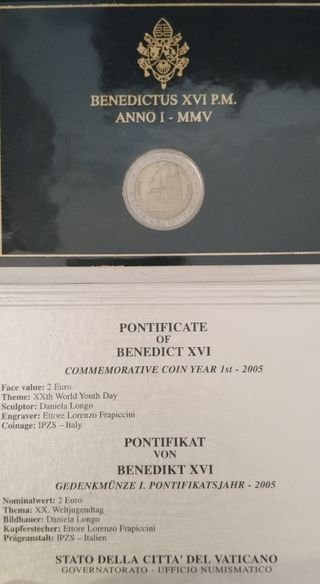 Moneda 2 euros Vaticano 2005 Conmemorativa