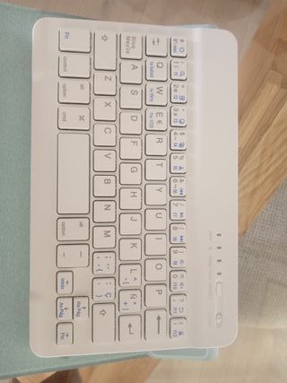 Funda y Teclado para Tablet Beige/Blanco